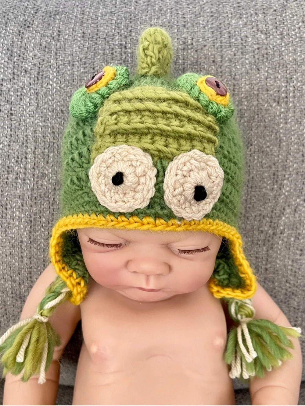 Handmade Green Crocheted Gator Earflap Hat for Baby – Newborn